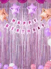 2pcs/Set Party Decorative Background Curtain, Metallic Aluminum Party Tassel Curtain, Rain Curtain Backdrop For Party Decoration