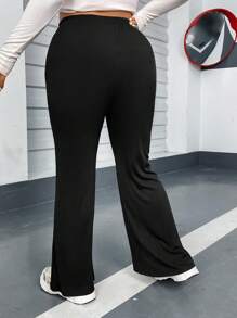 Flirla Hơn Viền chia cắt Quần ống loe - màu đen - Xem 2