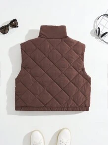 SHEIN LUNE 1 件装拉链绗缝背心加厚外套冬季