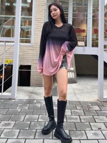 DAZY 漸變色落肩網狀上衣（不含吊帶背心） - 彩色 - 查看 3