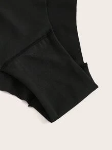 Ocili Leisure Solid Seamless Low Rise Brief Back Side Seams- Black - Black - View 5