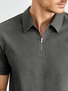 Manfinity BRENVOR Men Solid Quarter Zip Polo Shirt