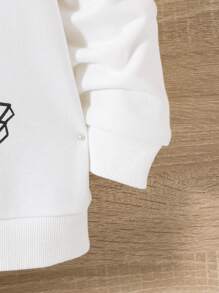 SHEIN 男婴卡通标语图案卫衣 - 白色 - 查看 4