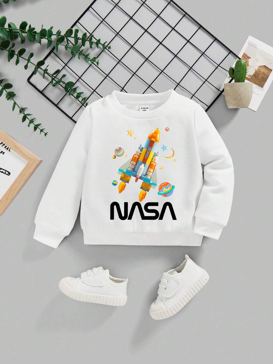 男孩嬰兒火箭&字母圖案運動衫