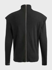 GAUTII Men Solid High Neck Tee - Black - View 2