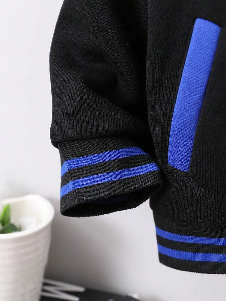 ヤングボーイ 文字グラフィック ストライプトリム パーカーなし ジャケット