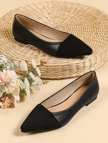 Ladies' Comfortable & Stylish Pointed Flat Shoes, All Seasons - Black - View 2