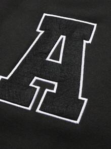 Manfinity LEGND Loose Fit Men's Letter Graphic Striped Trim Colorblock Jacket Without Inner Sweatshirt - Black - View 8