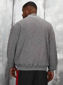 Manfinity VCAY Loose Fit Plus Size Men's Letter Printed Bomber Jacket, For Fall Winter