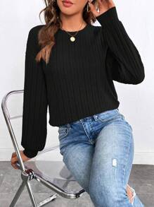 SHEIN Essnce Camiseta de hombros caídos unicolor - Negro - Ver 1