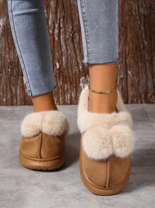 Women's Fashionable Home Slippers With Plush Material - Brown - View 4