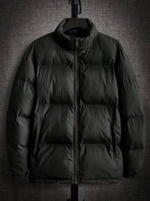 GENTILAND Loose Men Zip Up Padded Puffer Jacket Without Sweater - Black - View 6