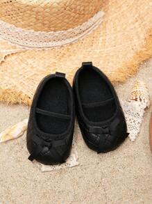 1雙經典黑色蝴蝶結裝飾休閒小女童'平底鞋 - 黑色 - 查看 5