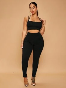 SHEIN SXY Solid High Waist Leggings Concert Long Summer Dress Prom Dress Sexy Dress Valentine Day Dress