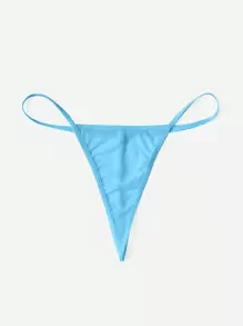 ROMWE Kawaii 对比色蕾丝不对称下摆内衣裙式丁字裤 - 淺藍色 - 查看 7