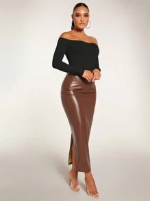 Silquee 露肩修身連體衣 - 黑色 - 查看 8