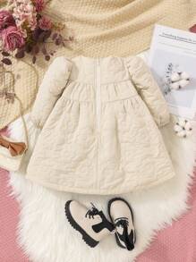 SHEIN Baby Girls Solid Smock Dress - Apricot - View 2