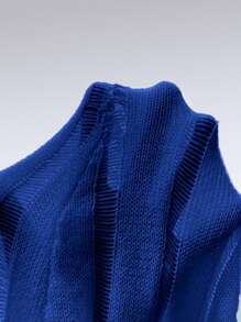 SHEIN LUNE Batwing Sleeve Knit Pullover Fall Winter Sweater - Blue - View 7