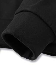 Manfinity Homme 男士加字母圖案袋鼠口袋抽繩連帽衫 - 黑色 - 查看 4