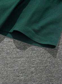 Men Solid Drop Shoulder Lounge Tee - Dark Green - View 3