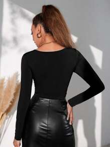 SHEIN Odetnij Wiązanie Z Przodu Crop Tee