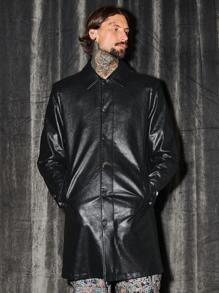 Manfinity VCAY Men Casual Button Front Trench Coat For Autumn - Black - View 6