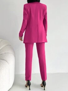 RueChic Double Breasted Blazer & Pants - Pink - View 2
