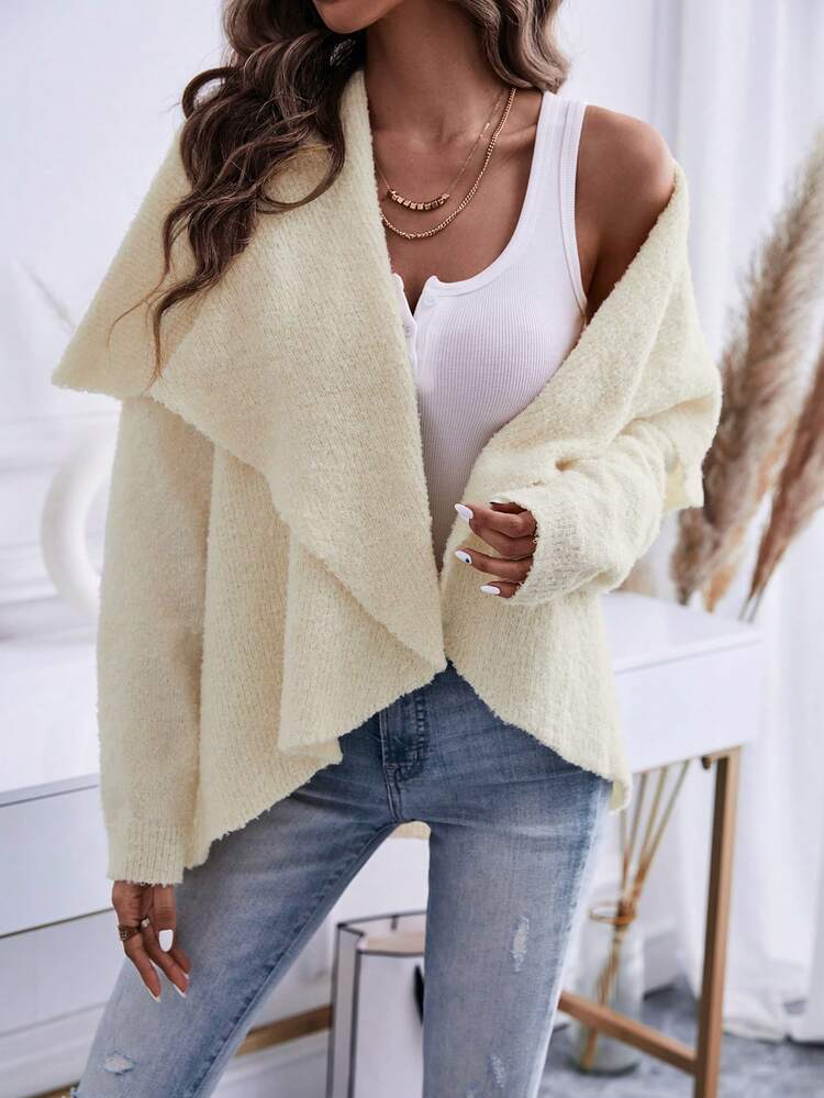 Waterfall Collar Casual Design Cardigan