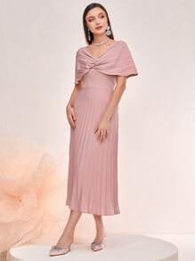 Modelyn 百褶下擺披肩洋裝 - 粉色 - 查看 3