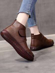 新款冬季媽媽鞋女士踝靴,防滑柔軟底部保暖毛絨靴