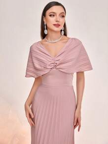 Modelyn 百褶下擺披肩洋裝 - 粉色 - 查看 5