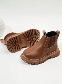 寶寶休閒短靴,時尚摩托車款式步行鞋 - 棕色 - 查看 2