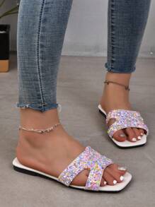 Sandalias planas de mujer - Rosa vieja - Ver 3