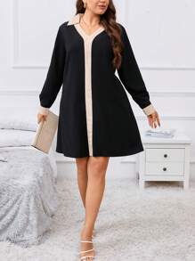 SHEIN Clasi Plus Contrast Trim Tunic Dress