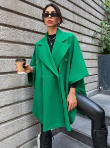 EURMUSE Cổ áo tay cánh Nút đôi Áo choàng - màu xanh lá - Xem 1