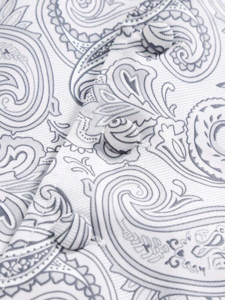 Men Plus 1pc Paisley Print Waistcoat