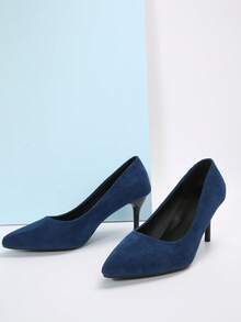 Giày cao gót nữ, Giày cao gót đế thấp màu tối, Giày làm việc thoải mái thời trang - Màu xanh hải quân - Xem 3