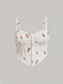 SHEIN MOD Blusa sin mangas con bordado floral de talla grande
