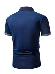 Manfinity Homme Men Horse Print Contrast Trim Polo Shirt - Blue - View 2