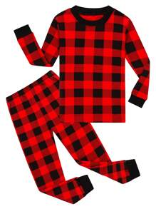 Tween Jongen Buffalo geruite print T-shirt & broek pyjamaset