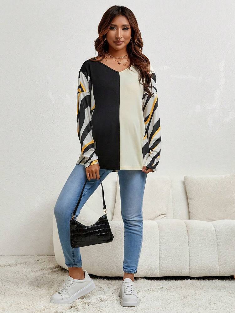 Maternity Colorblock Drop Shoulder Tee