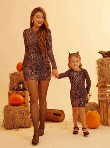 Halloween Allover Print Bodycon Dress - Multicolor - View 3