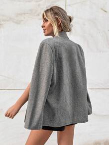SHEIN Privé Cloak Sleeve Open Front Overcoat - Grey - View 2