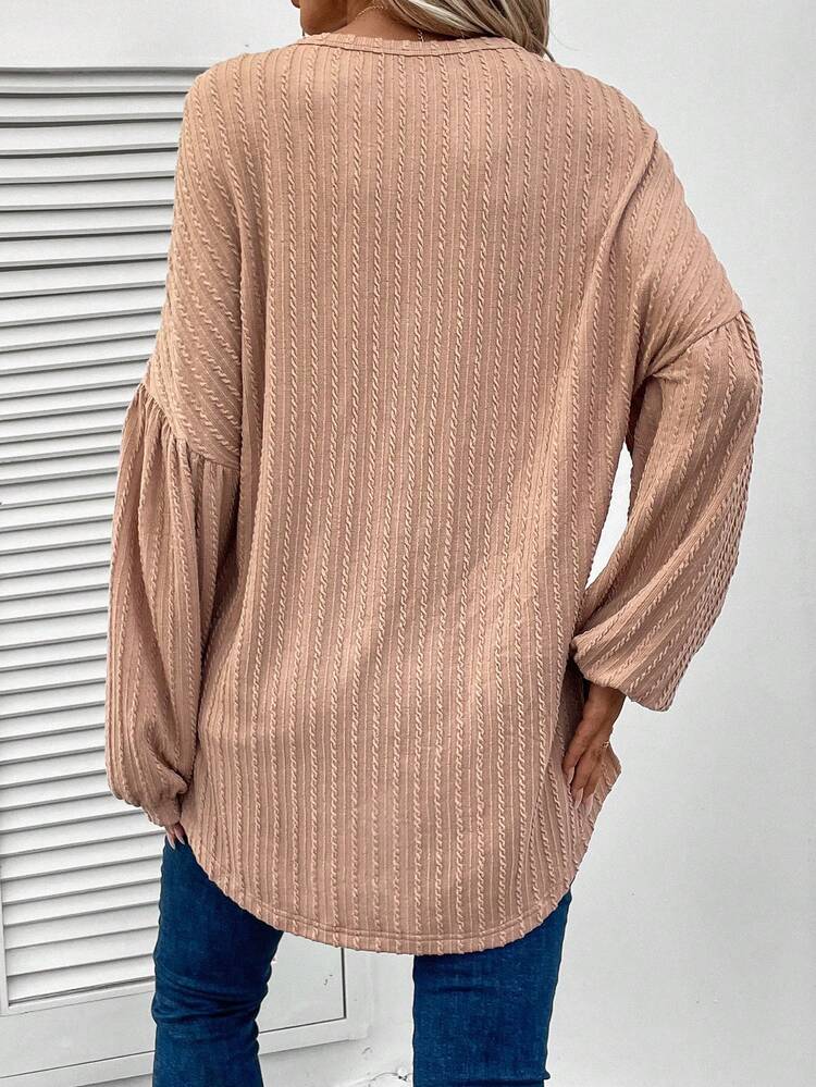 Solid Lantern Sleeve Drop Shoulder Tee