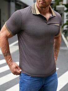 Manfinity Homme Men Allover Print Contrast Trim Polo Shirt - Multicolor - View 3