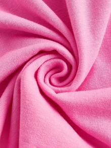 SHEIN EZwear Contrast Collar Crop Tee - Pink - View 3