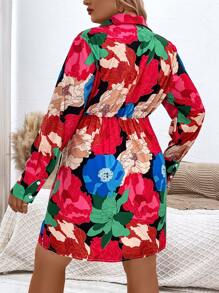 Celure Plus Floral Print Knot Side Wrap Dress