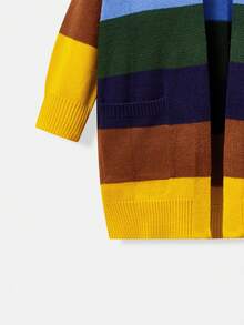 SHEIN Cô Gái Trẻ Khối màu Túi đôi Áo len Mở - Nhiều màu - Xem 4