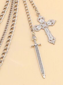 ROMWE Goth Frauen 1 Stück Hosenkette Schwert & Kreuz Dekor,