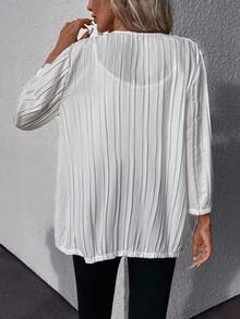 SHEIN LUNE 純色鈕扣前大衣 - 白色 - 查看 2